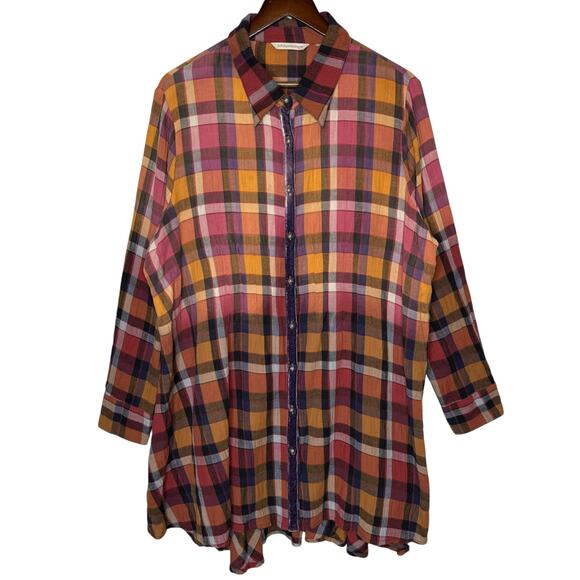 Soft Surroundings Tops - Soft‎ Surroundings Plaid Button Front Tunic